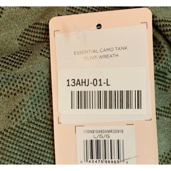 Danskin L Green Mesh Camouflage Print Sccop Neck Racerback StepHem Crop Tank Top - Picture 6 of 6